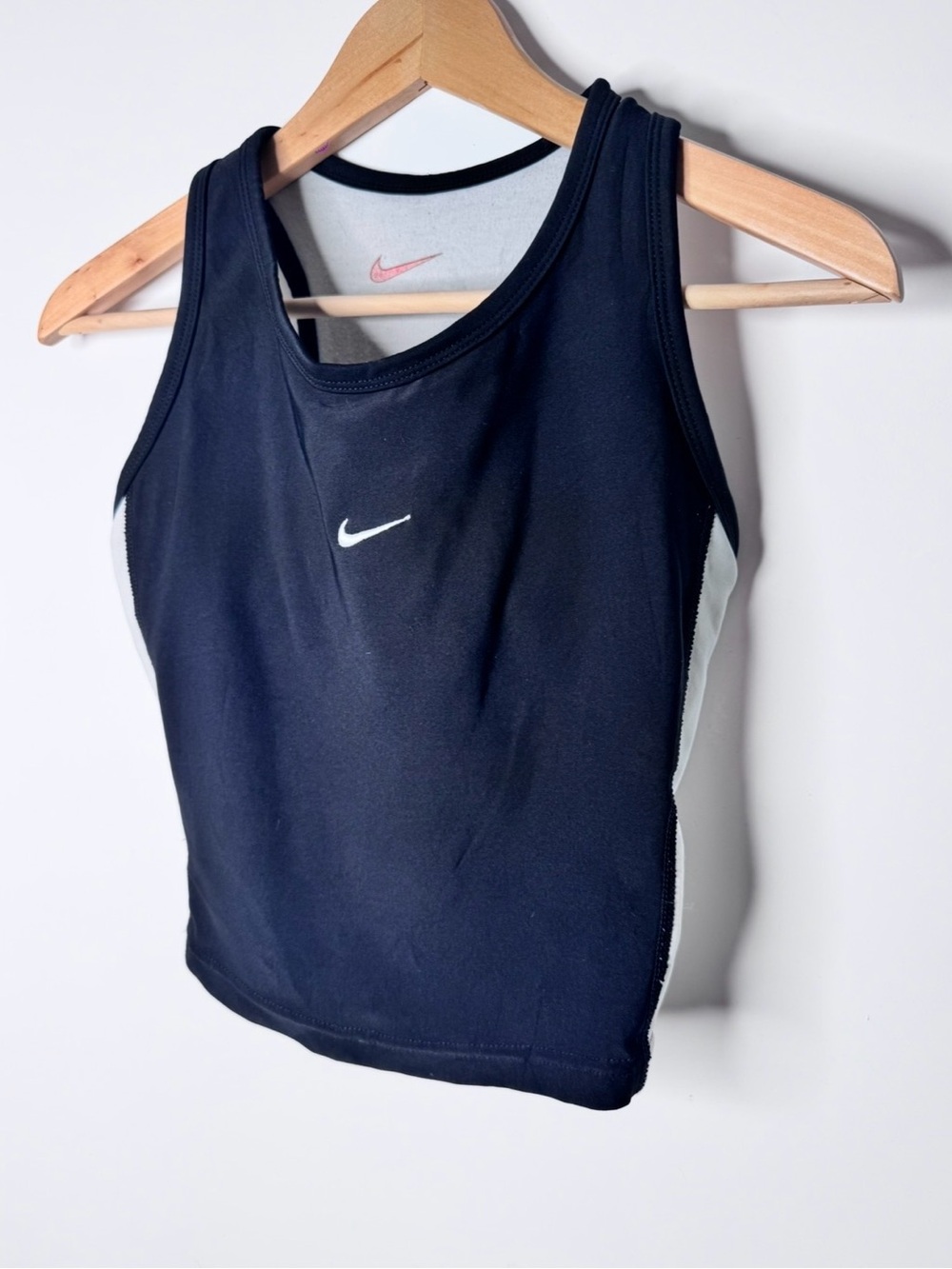 Vintage 90s Nike Women’s Black Tank Top with White Swoosh Medium